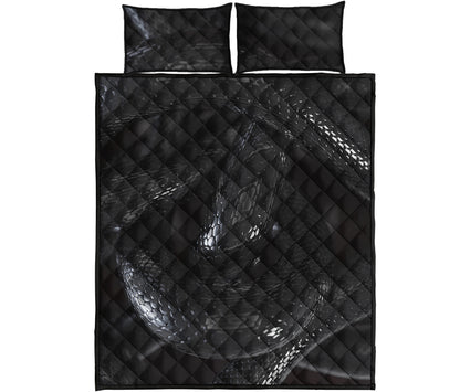 Black Snake Print Quilt Bed Set