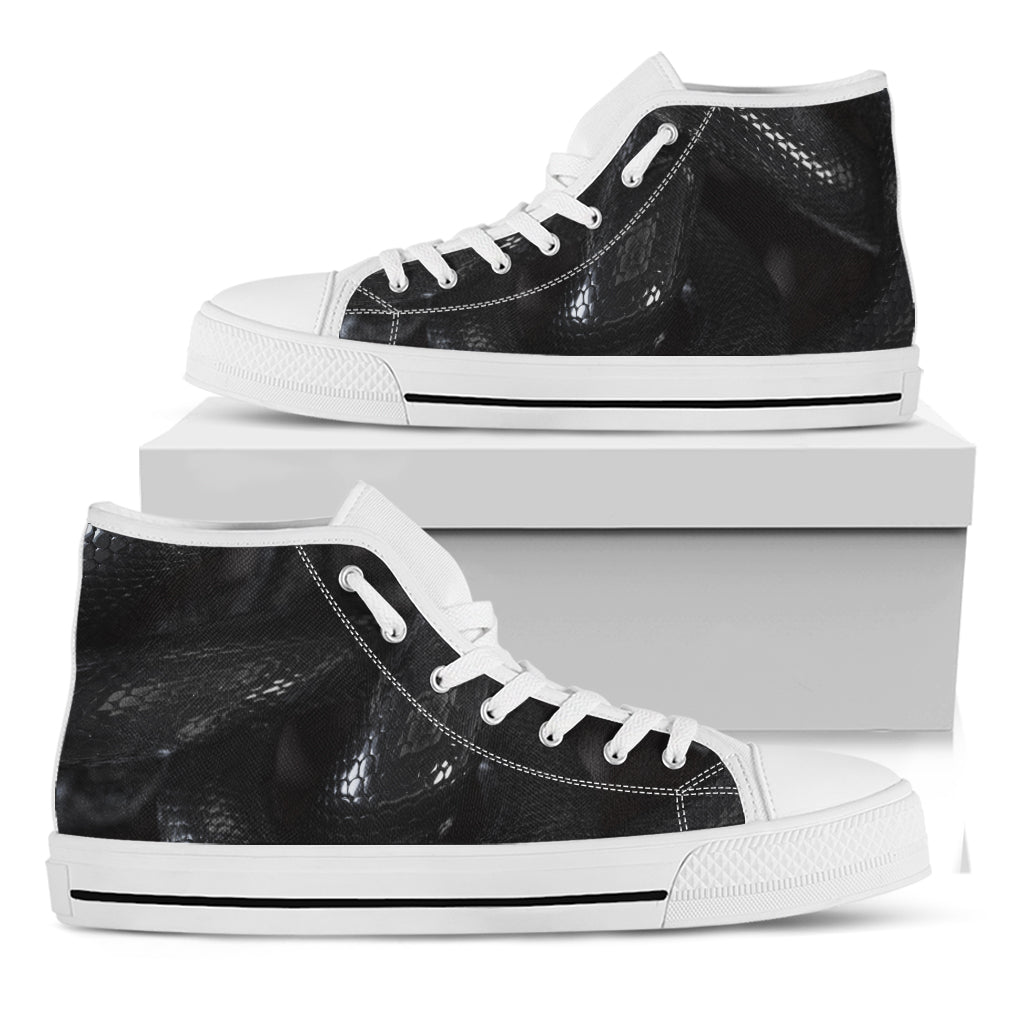 Black Snake Print White High Top Shoes