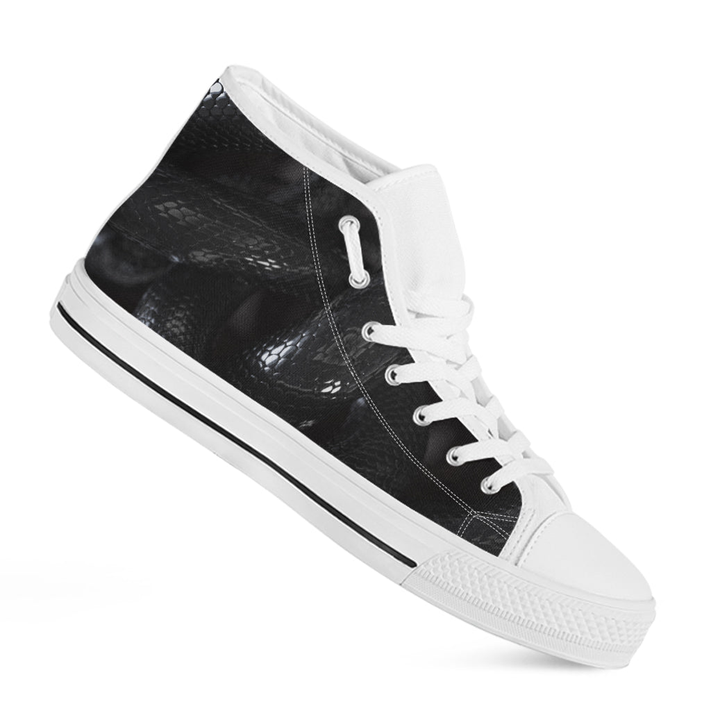 Black Snake Print White High Top Shoes