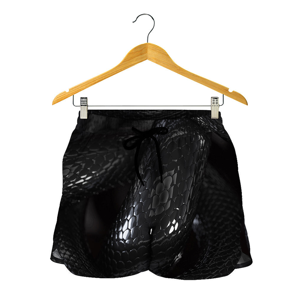 Black Snake Print Women's Shorts