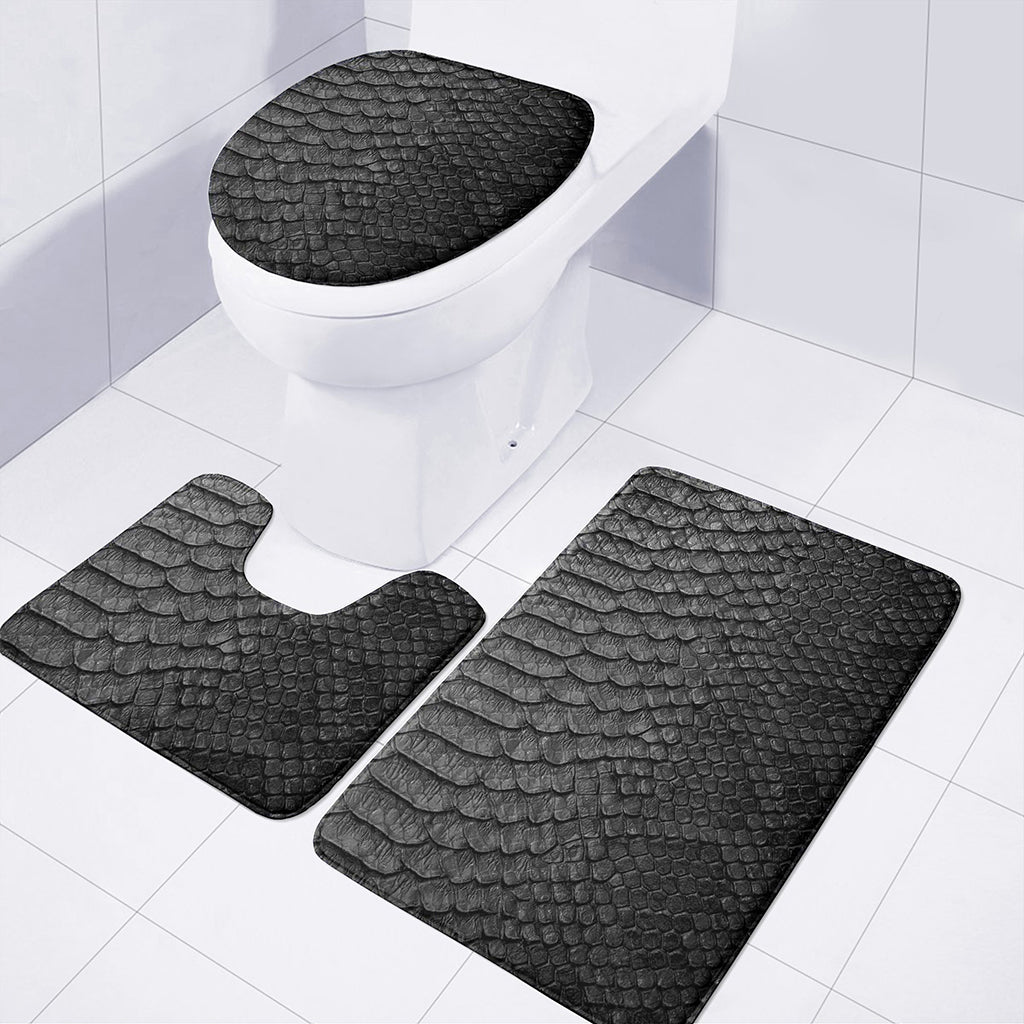 Black Snakeskin Print 3 Piece Bath Mat Set