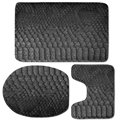 Black Snakeskin Print 3 Piece Bath Mat Set