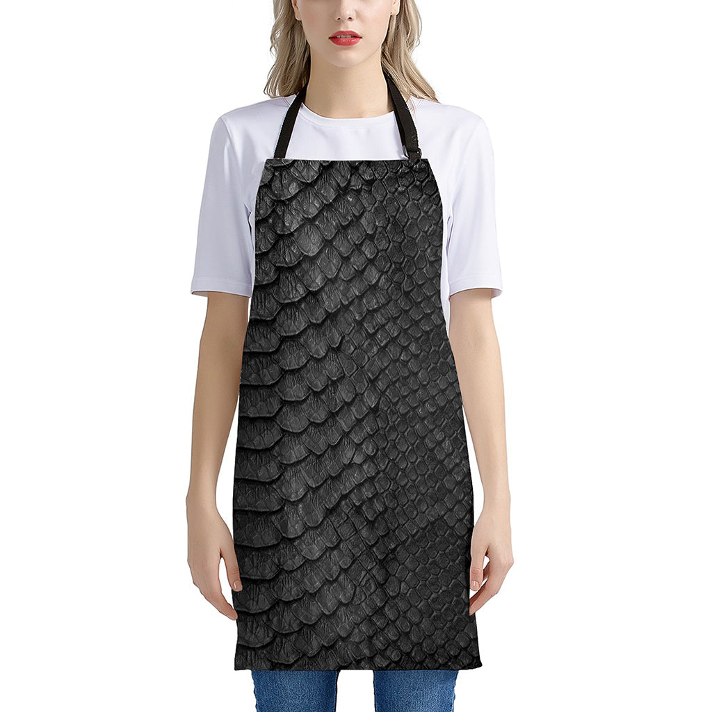 Black Snakeskin Print Apron