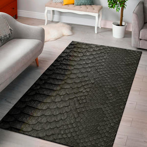 Black Snakeskin Print Area Rug