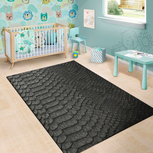 Black Snakeskin Print Area Rug