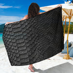 Black Snakeskin Print Beach Sarong Wrap