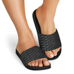 Black Snakeskin Print Black Slide Sandals