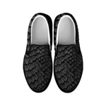 Black Snakeskin Print Black Slip On Shoes