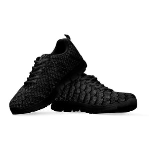 Black Snakeskin Print Black Sneakers