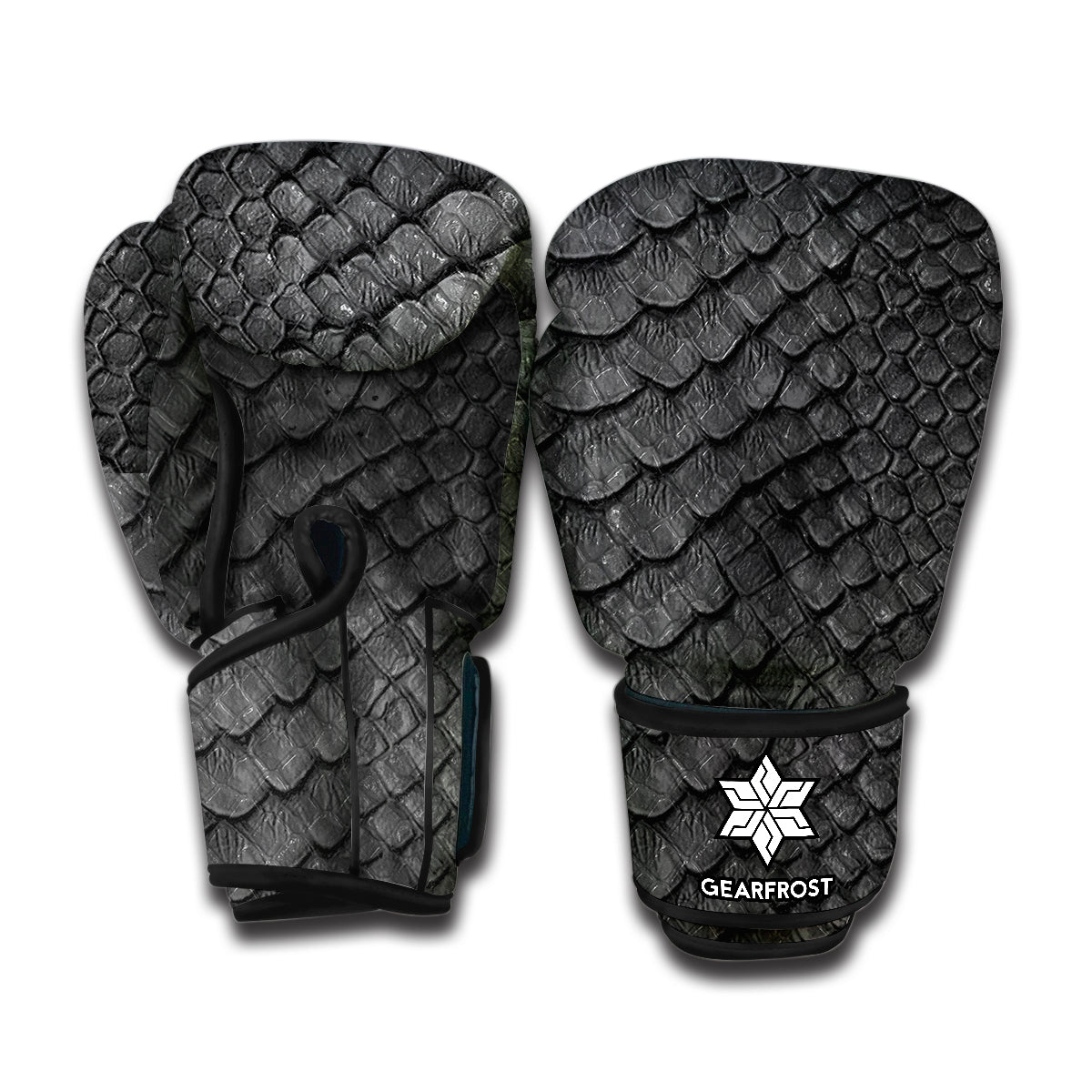 Black Snakeskin Print Boxing Gloves