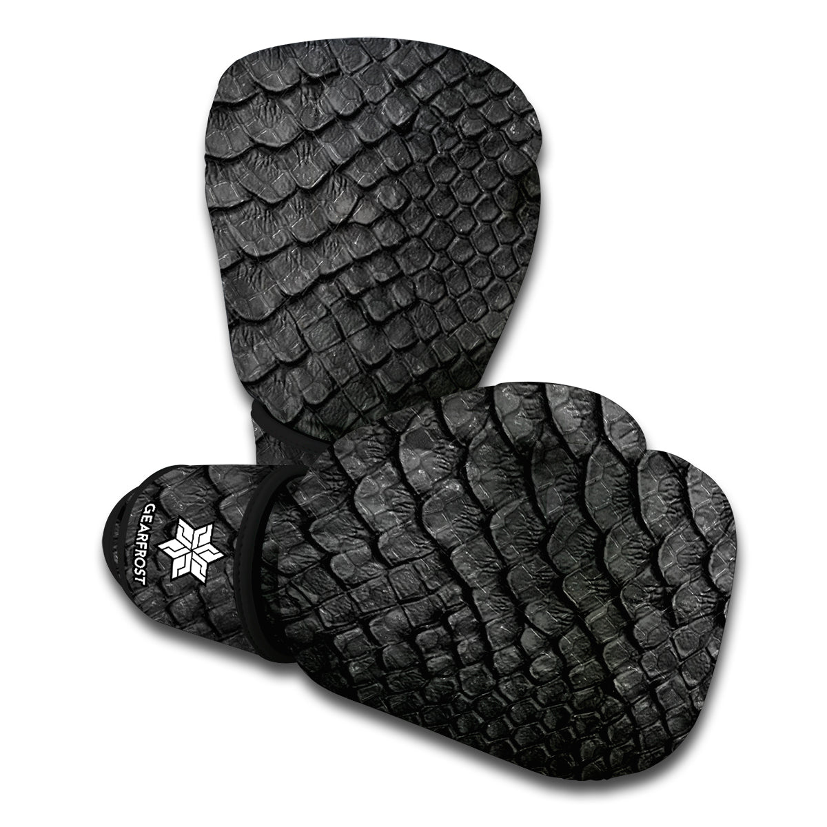 Black Snakeskin Print Boxing Gloves