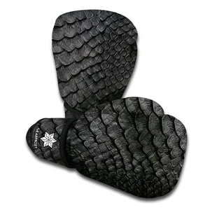 Black Snakeskin Print Boxing Gloves