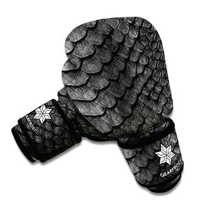 Black Snakeskin Print Boxing Gloves