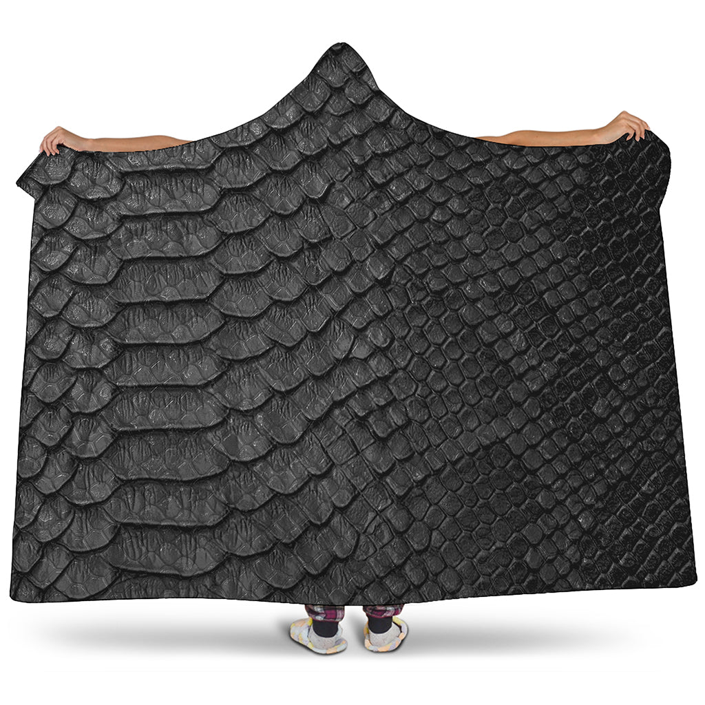 Black Snakeskin Print Hooded Blanket