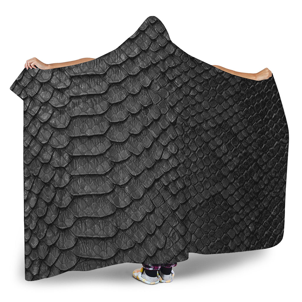 Black Snakeskin Print Hooded Blanket