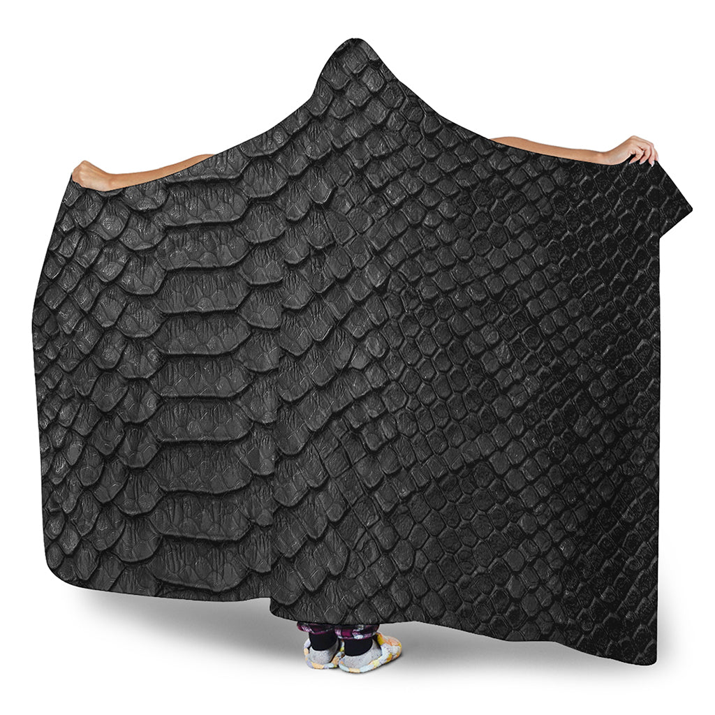 Black Snakeskin Print Hooded Blanket