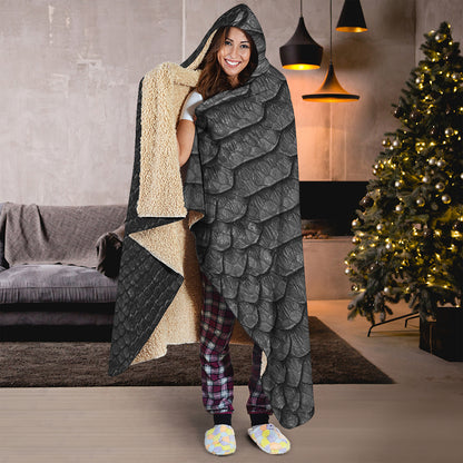 Black Snakeskin Print Hooded Blanket