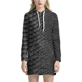 Black Snakeskin Print Pullover Hoodie Dress