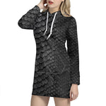 Black Snakeskin Print Hoodie Dress