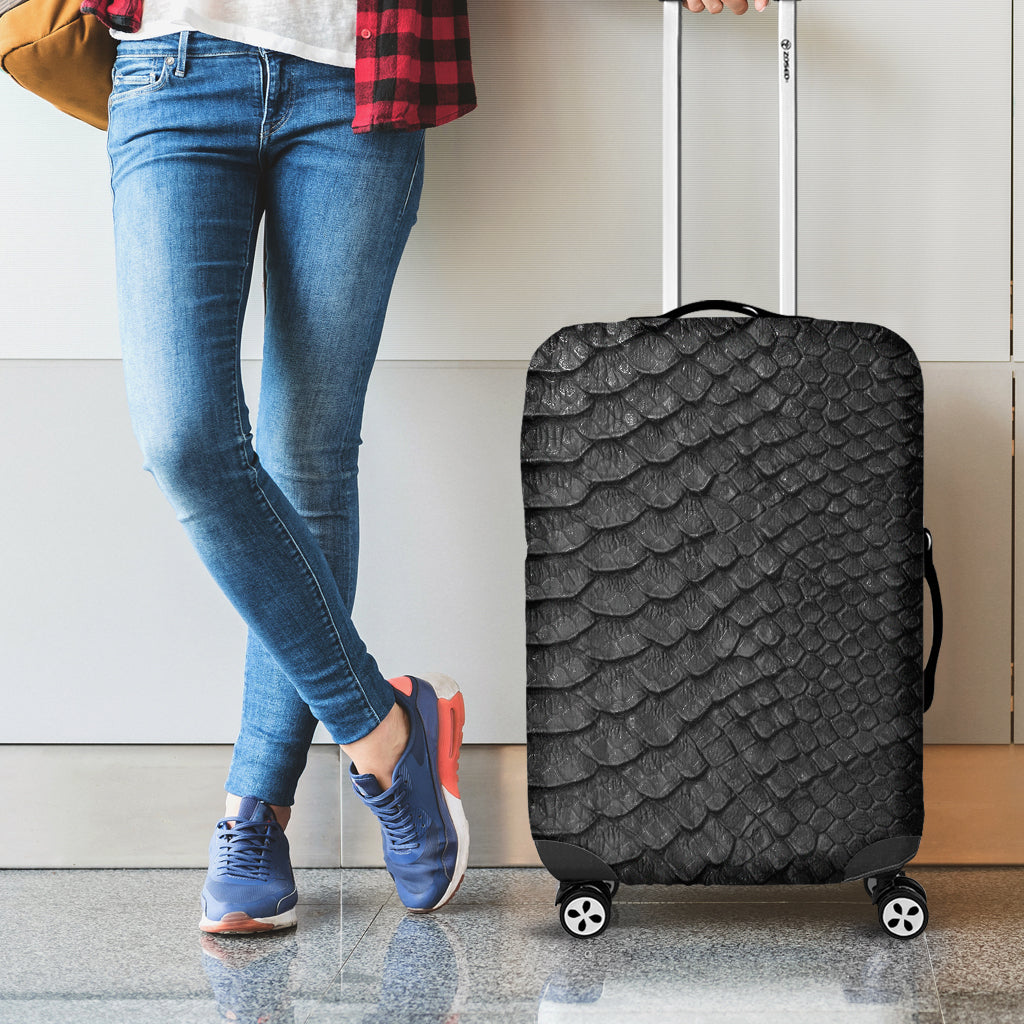 Black Snakeskin Print Luggage Cover