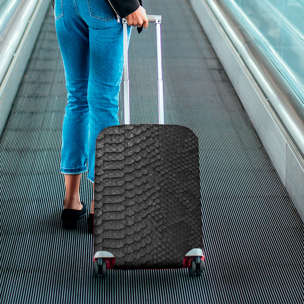 Black Snakeskin Print Luggage Cover