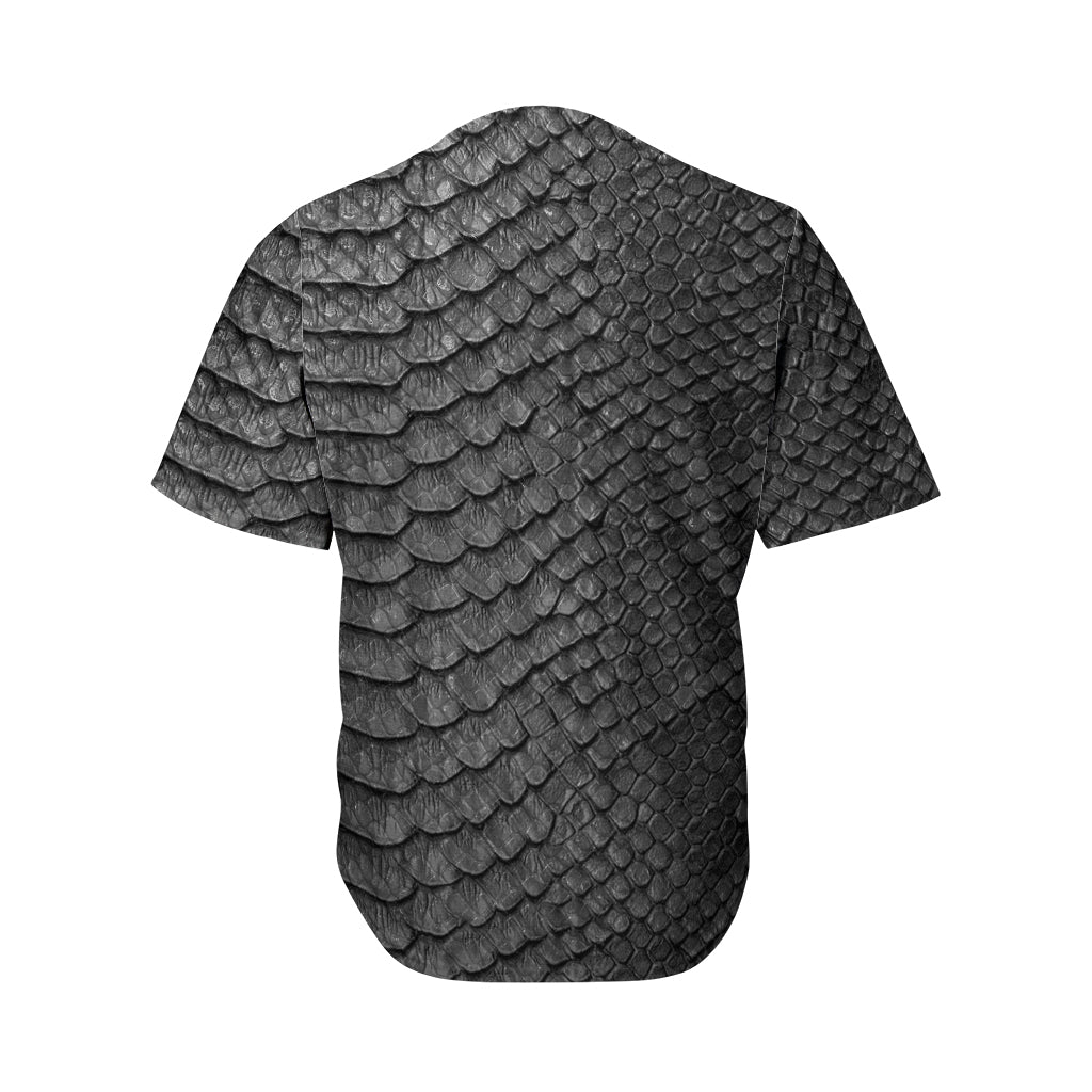 Black Snakeskin Print Men's Baseball Jersey