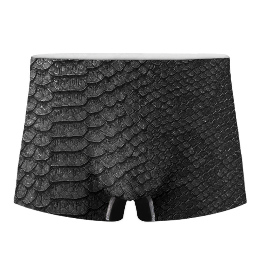 Black Snakeskin Print Men's Boxer Briefs