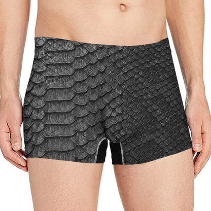Black Snakeskin Print Men's Boxer Briefs