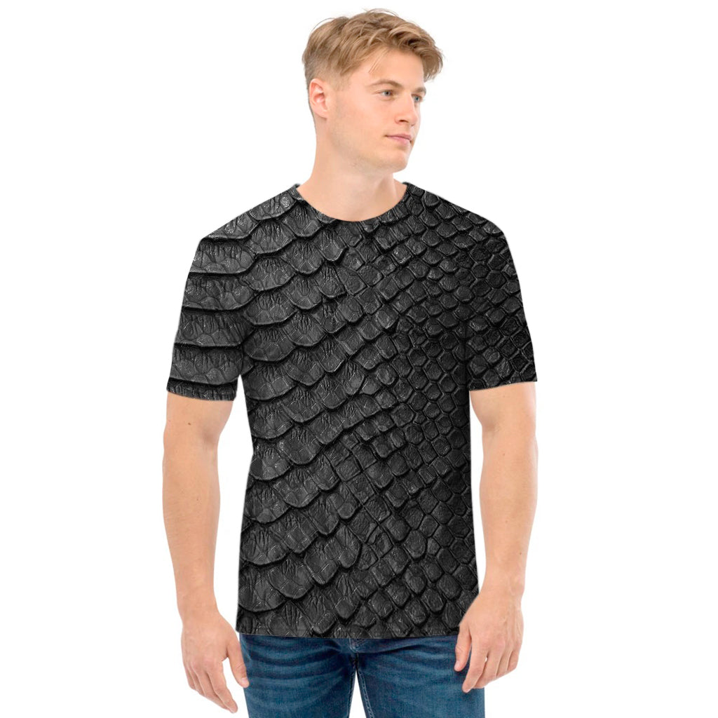 Black Snakeskin Print Men's T-Shirt