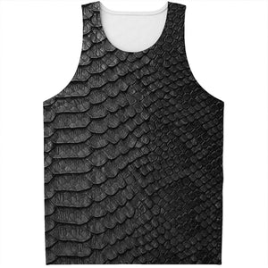 Black Snakeskin Print Men's Tank Top