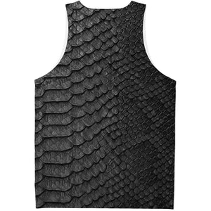 Black Snakeskin Print Men's Tank Top