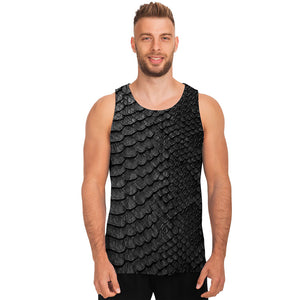 Black Snakeskin Print Men's Tank Top