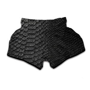 Black Snakeskin Print Muay Thai Boxing Shorts