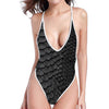 Black Snakeskin Print One Piece High Cut Swimsuit