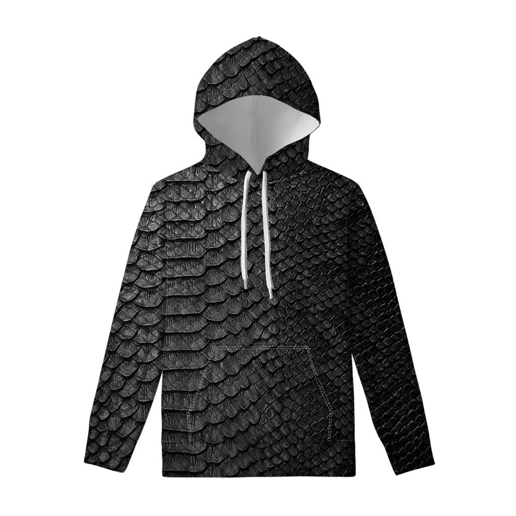 Black Snakeskin Print Pullover Hoodie