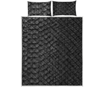 Black Snakeskin Print Quilt Bed Set