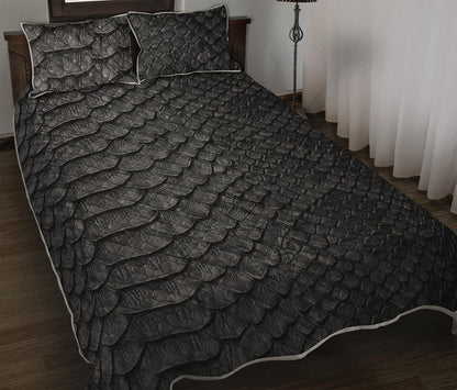 Black Snakeskin Print Quilt Bed Set