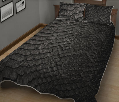 Black Snakeskin Print Quilt Bed Set
