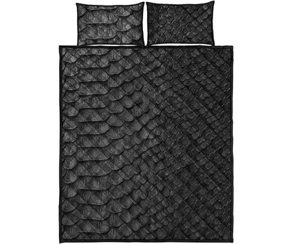 Black Snakeskin Print Quilt Bed Set