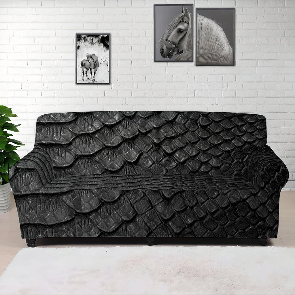 Black Snakeskin Print Sofa Cover