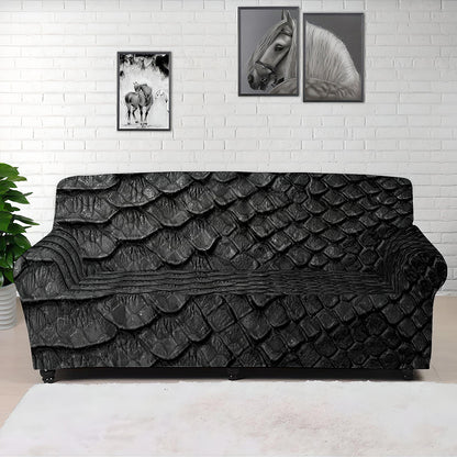 Black Snakeskin Print Sofa Cover