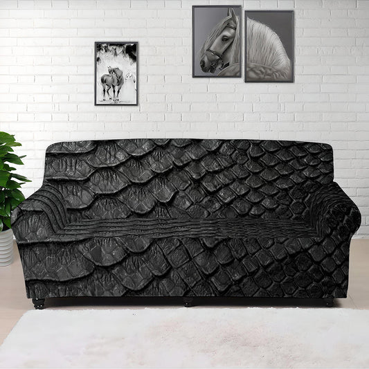 Black Snakeskin Print Sofa Cover