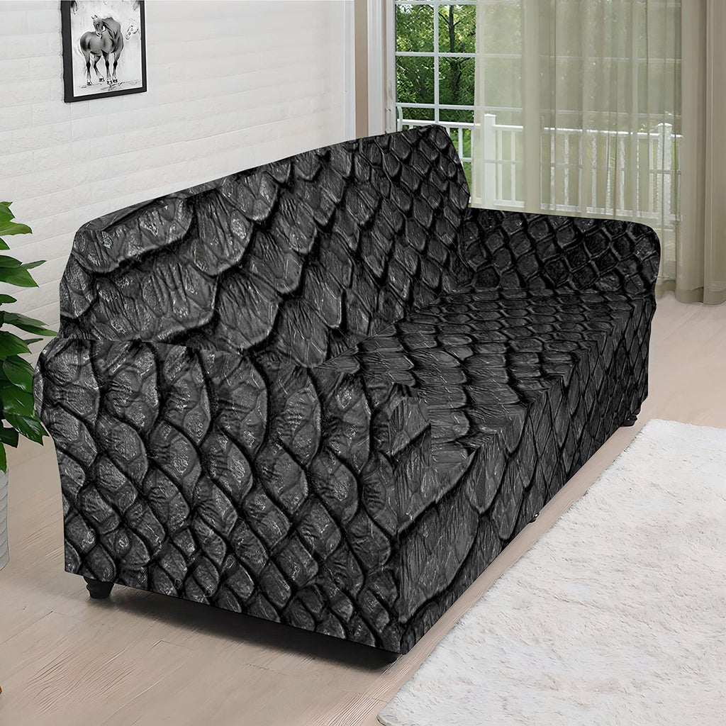 Black Snakeskin Print Sofa Cover