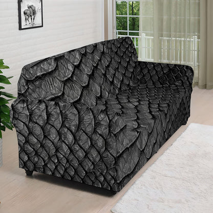 Black Snakeskin Print Sofa Cover