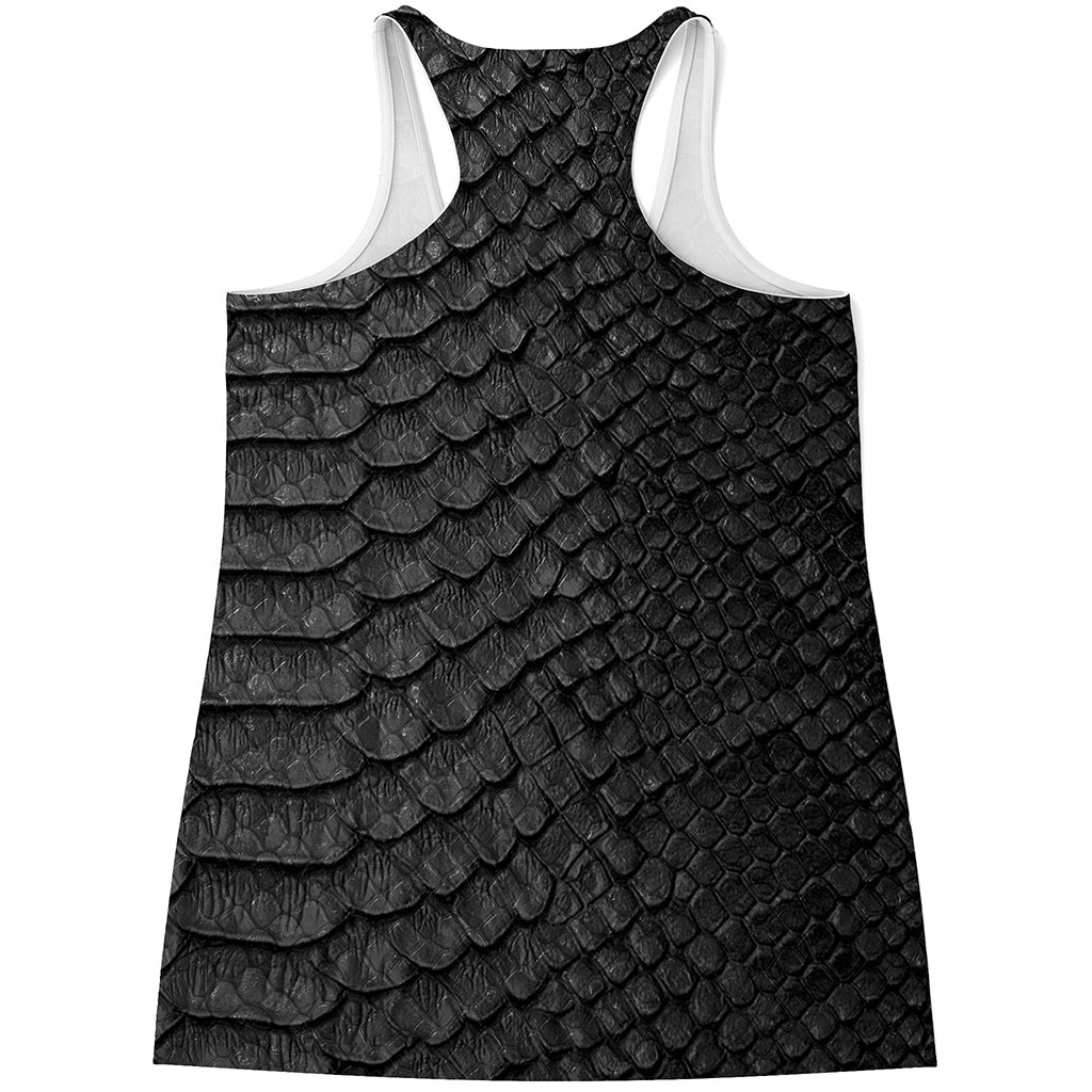 Black Snakeskin Print Women's Racerback Tank Top