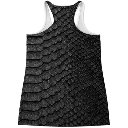 Black Snakeskin Print Women's Racerback Tank Top
