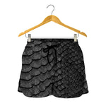 Black Snakeskin Print Women's Shorts