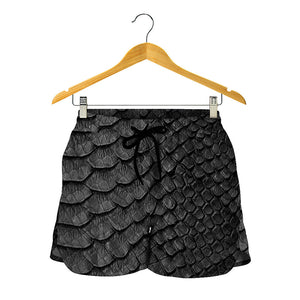 Black Snakeskin Print Women's Shorts