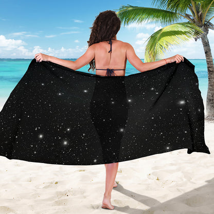 Black Space Print Beach Sarong Wrap