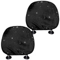 Black Space Print Car Headrest Covers